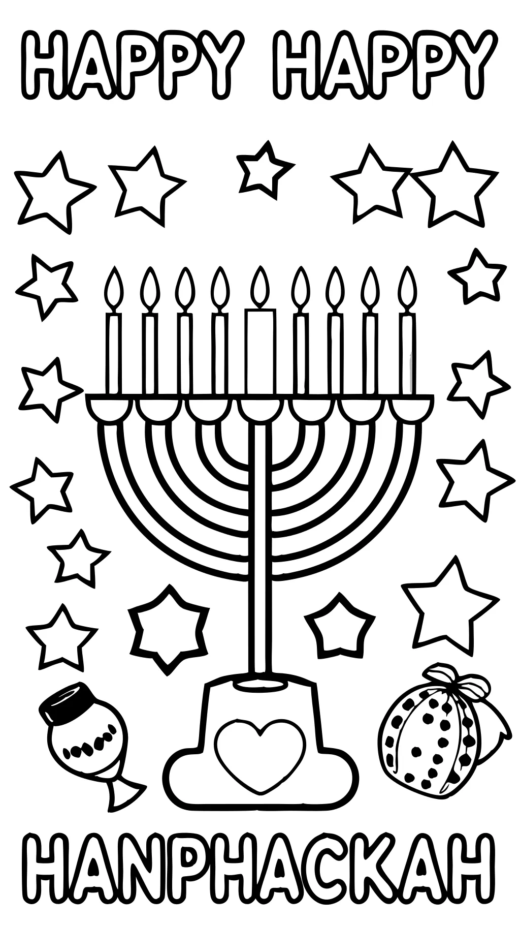 Feliz página para colorear de Hanukkah